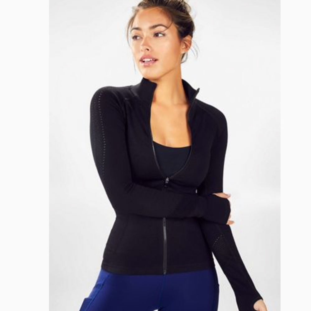 Black fitted workout/casual jacket